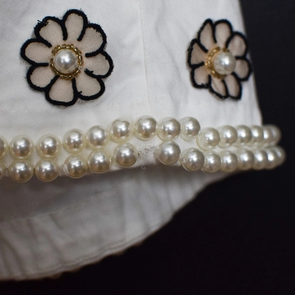 Anthropologie Maeve Pearl Embellished Floral Mini Dress White Size XL Coquette - Picture 11 of 13